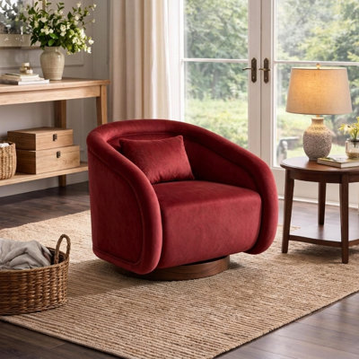 Ensemble de 2 fauteuils pivotants, fauteuil demi-tonneau pivotant à 360 degrés avec revêtement en peluche, fauteuil pivotant confortable en forme de citrouille pour le salon, la chambre à coucher ou le bureau
