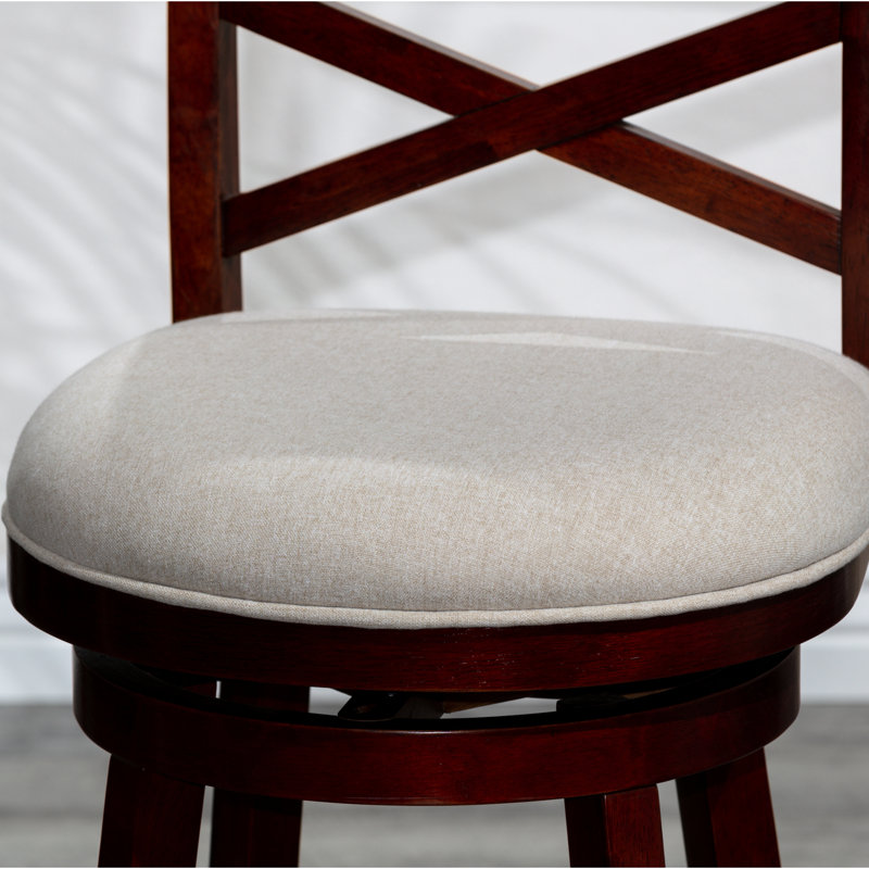 Tabouret pivotant à hauteur de comptoir 24 po, cerisier, tissu beige, rehausse le style du tabouret avec finition cerisier, siège, option relaxante et tendance
