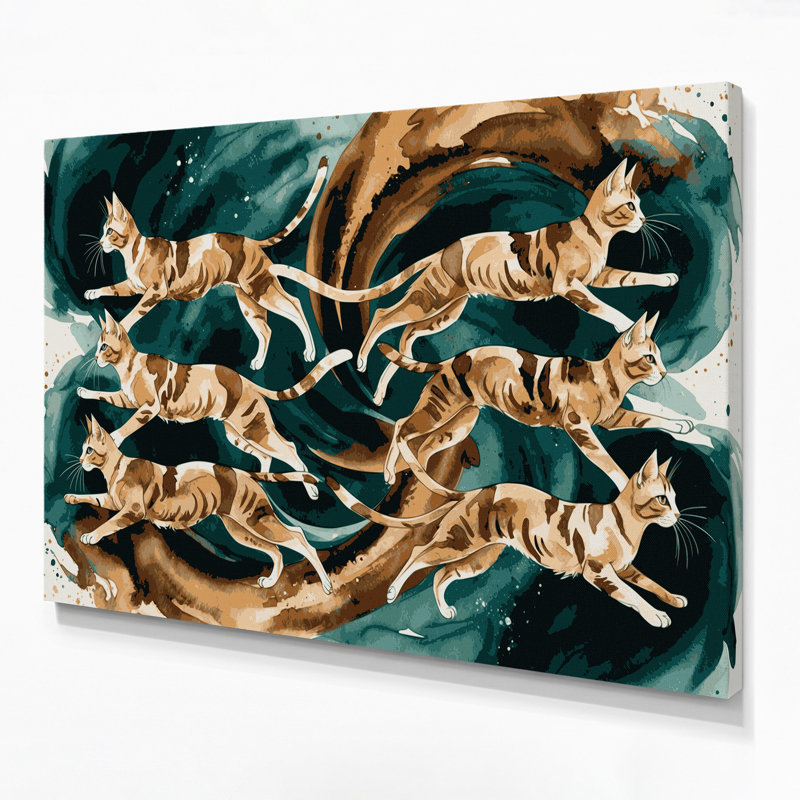 «Cats Chausie», art mural sur toile vert, H 12 po x l 18 po