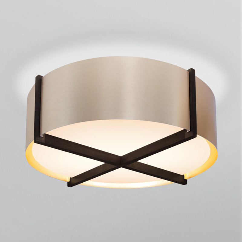 Plafonnier Plura, H 7,8 po x l 24 po x P 24 po, Noyer teint foncé, Or rose