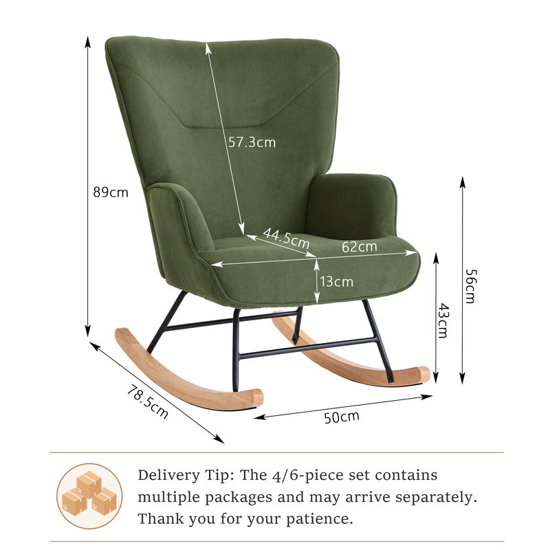 Rocking Chair, Corduroy, Green