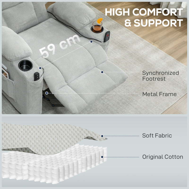 96cm Wide Standard Recliner, Grey
