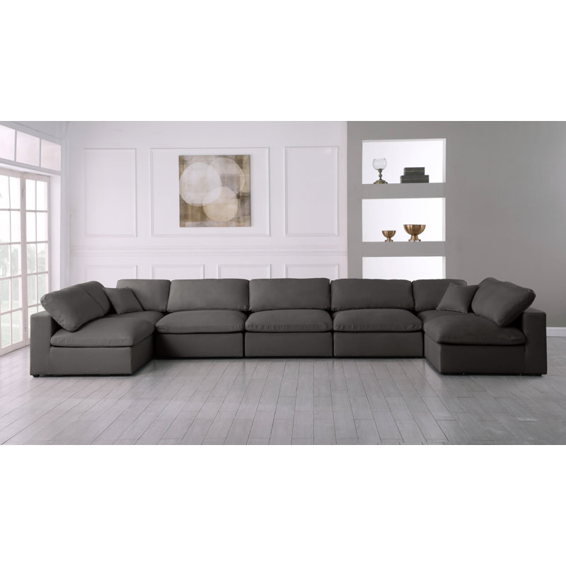 Jocqua Velvet U-Shaped Sectional Reversible, Grey Velvet
