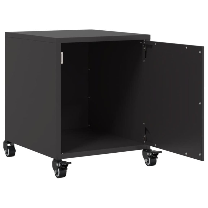 Preslei 36cm W Steel Bedside Table, Black, Set of 2
