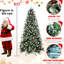 Arbre de Noël de 4 pi avec 747 pointes, baies rouges décorées et pin naturel, branches enneigées en PE +, conception à charnières à installation rapide et facile, support en métal fiable et givré Pe +