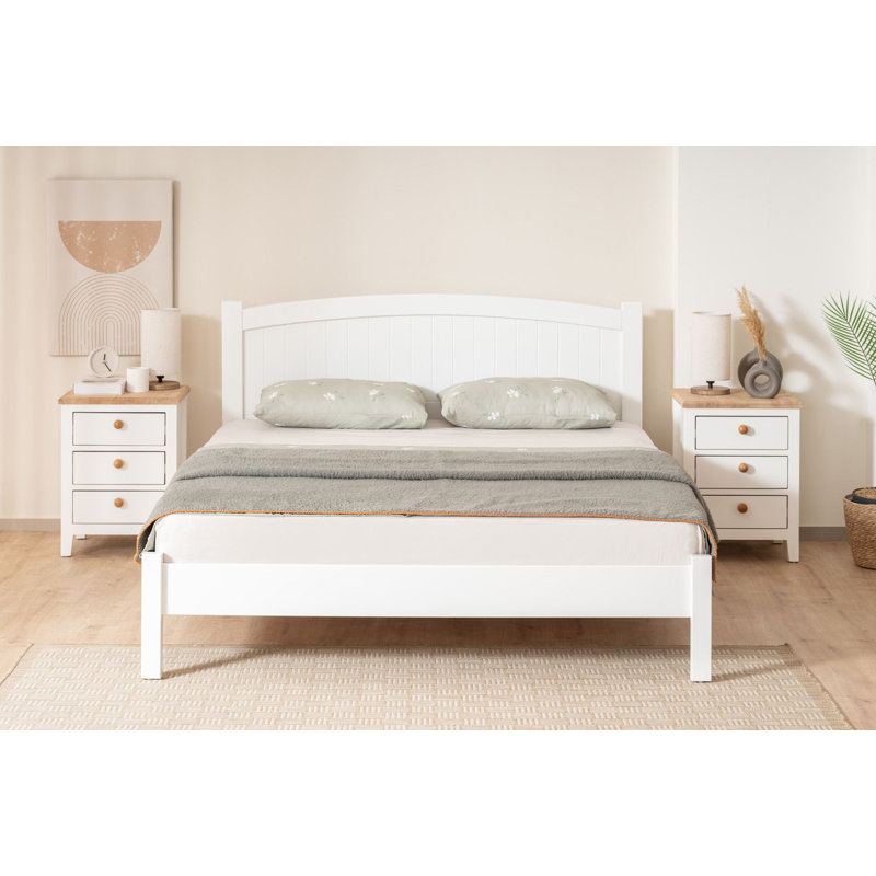 Elegant Double Bedstead, White, 47.2 x 38.6 x 78.7 inches | 100% Lacquer Painted MDF, Traditional Solid Color Design | Perfect for Modern Bedrooms, Sturdy Construction & Timeless Aesthetic