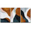 «Mid Century Shape», impression géométrique sur toile abstraite encadrée brune et bleue 3 pièces-94434431-94434434-119461136