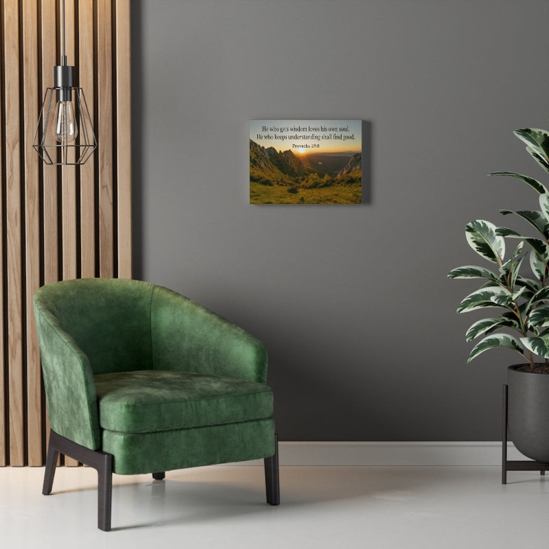 «He Who Gets Wisdom Proverbs 19: 8 Christian Home Decor», art mural prêt pour les Écritures, H 12 po x l 16 po x P 1,25 po