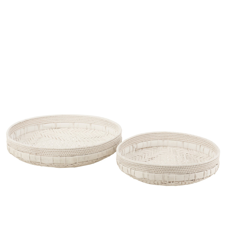 Myrasol Wicker Decorative Tray, White