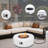 36" Outdoor Round Fire Pit Table 50000 BTU With Propane Tank Cover and Steel lid,White-389741338
