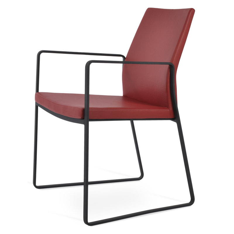Chaise avec accoudoirs Pasha, Chrome, Gray Leatherette