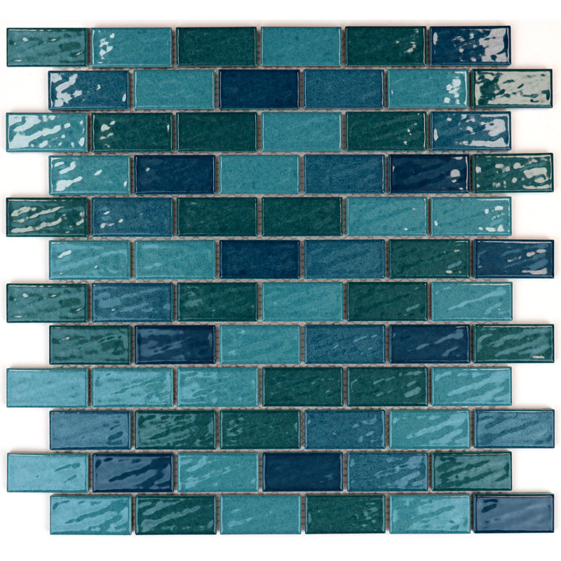 Swimming Pool Series 1" X 2" Porcelain Mosaic Tile, Spray