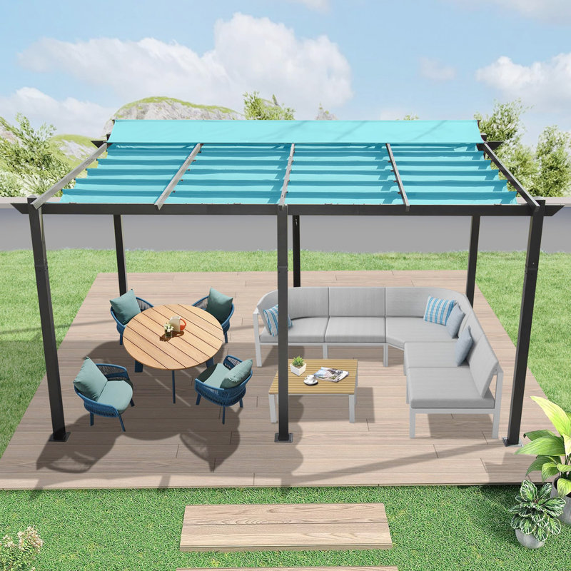 Outdoor Living Outdoor Retractable Pergola With Weather-Resistant Canopy Aluminum Garden Pergola Patio Grill Gazebo
