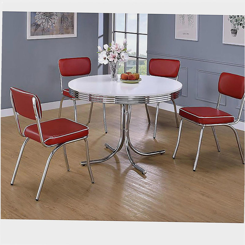 White and chrome round table