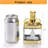2 Pack Glss Condiment Pot, 12 Ounce Gold Spice Jars With Spoon, Seasoning Box Set Salt Container, Sugar Dispense, Kitchen Containers For Flour And Sugar