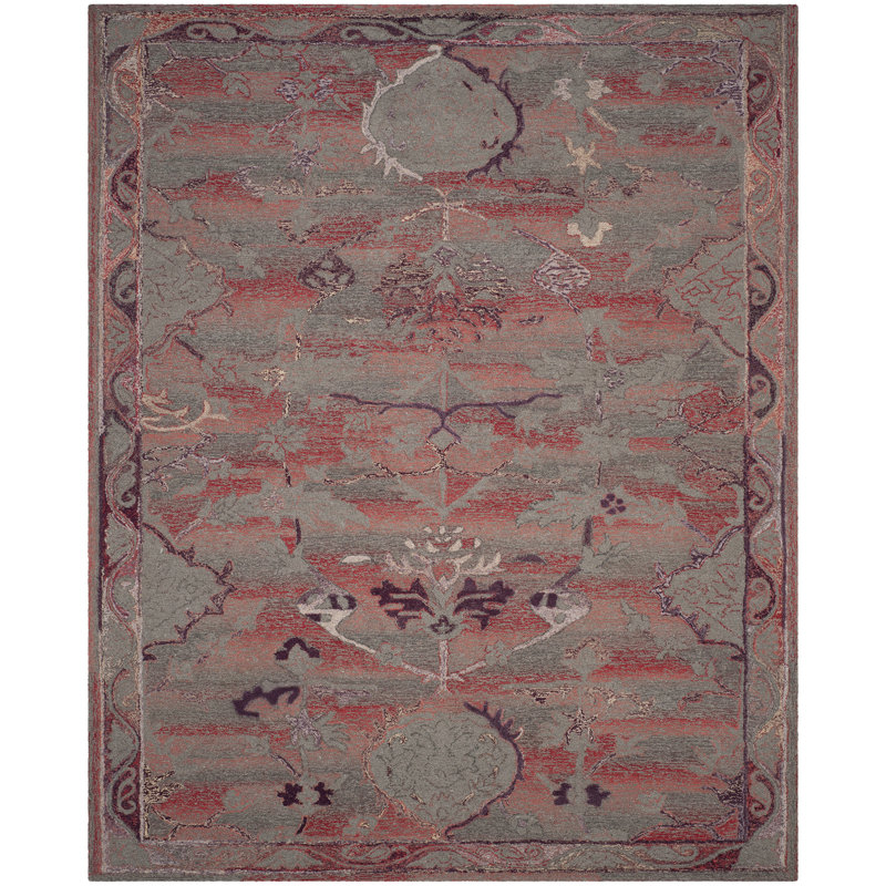 Hand-Tufted Red Area Rug, Rectangle 6' x 9'
