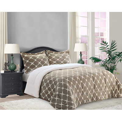 Mocassi Bloom Sherpa Geometric Shapes Comforter
