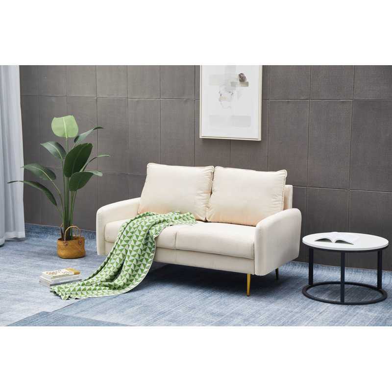 Emteas 57.3'' Velvet Loveseat, Beige Velvet, 34" H x 69" W x 32" D
