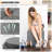 4 in 1 Upholstered Round Storage Ottoman, Fabric Storage Cozy Footstool-2012374793