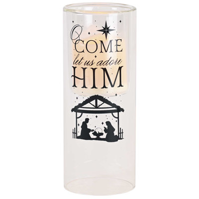 Candleholder O Come Let Us Adore 10In