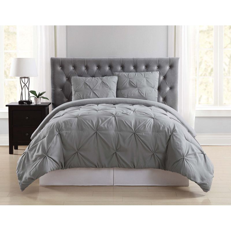 Truly Soft Pleated Grey Twin XL Comforter Set, Gray, Twin XL + 1 Standard Sham