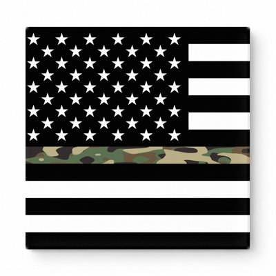 Thin Camo Line American Flag - Support militaire, art mural sur toile