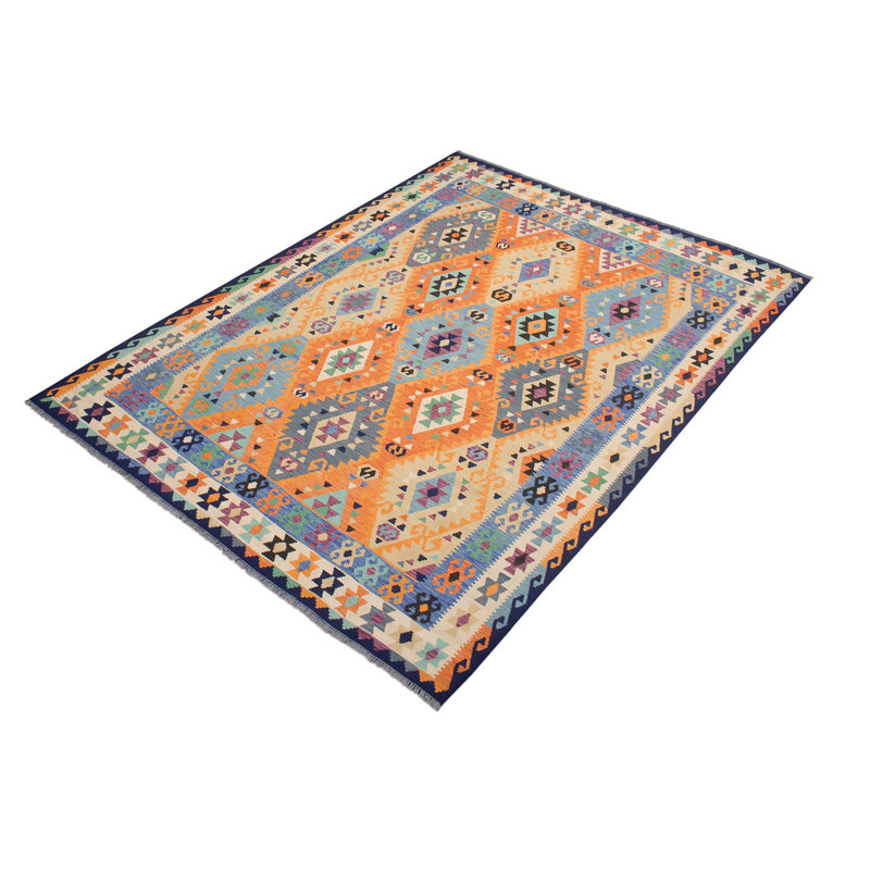 Tapis beige / rouge en laine noué à la main 6 pi 6 po x 9 pi 10 po Cedorah Southwestern