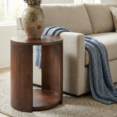 Esther Transitional Hardwood Round Side Table