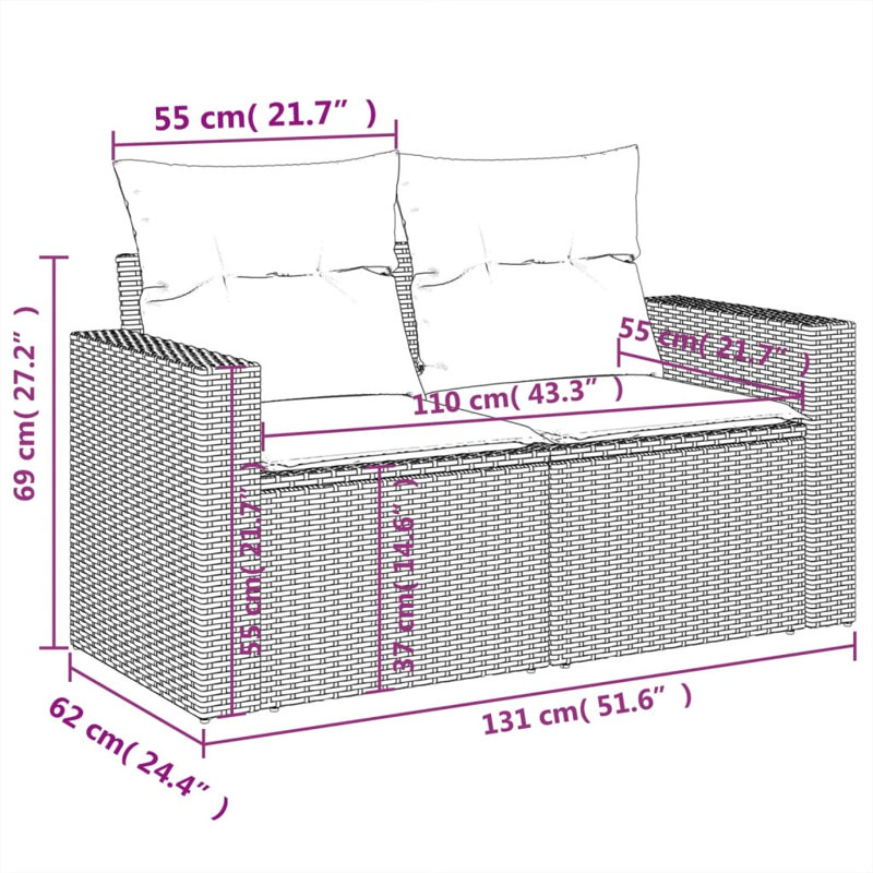 Ensemble de canapé de jardin Vidaxl beige, blanc crème