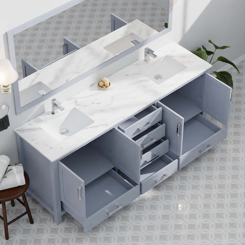 Meuble-lavabo double avec portes et tiroirs