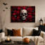 Art sur toile, crâne humain avec roses rouges et vignes torsadées-50870867
