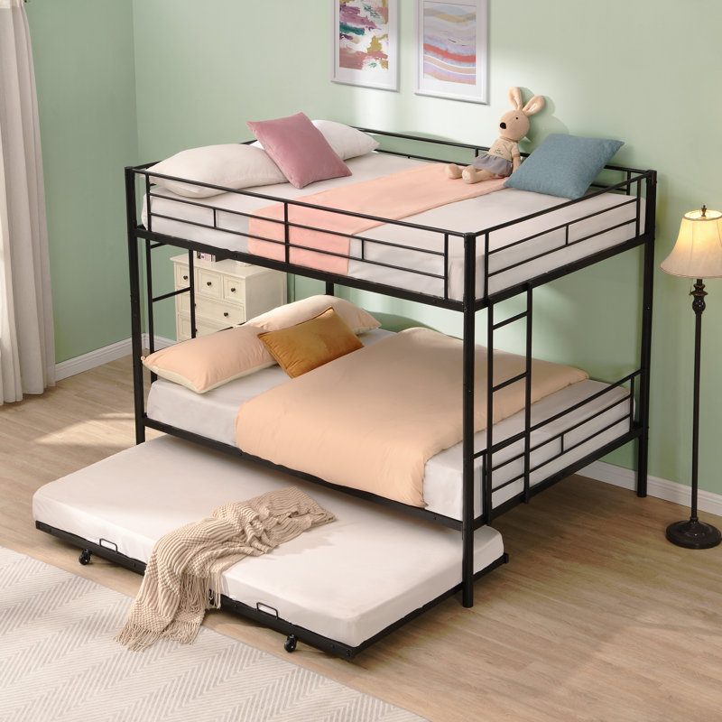 Lit double superposé double avec lit gigogne en métal, aucun sommier requis, assemblage facile