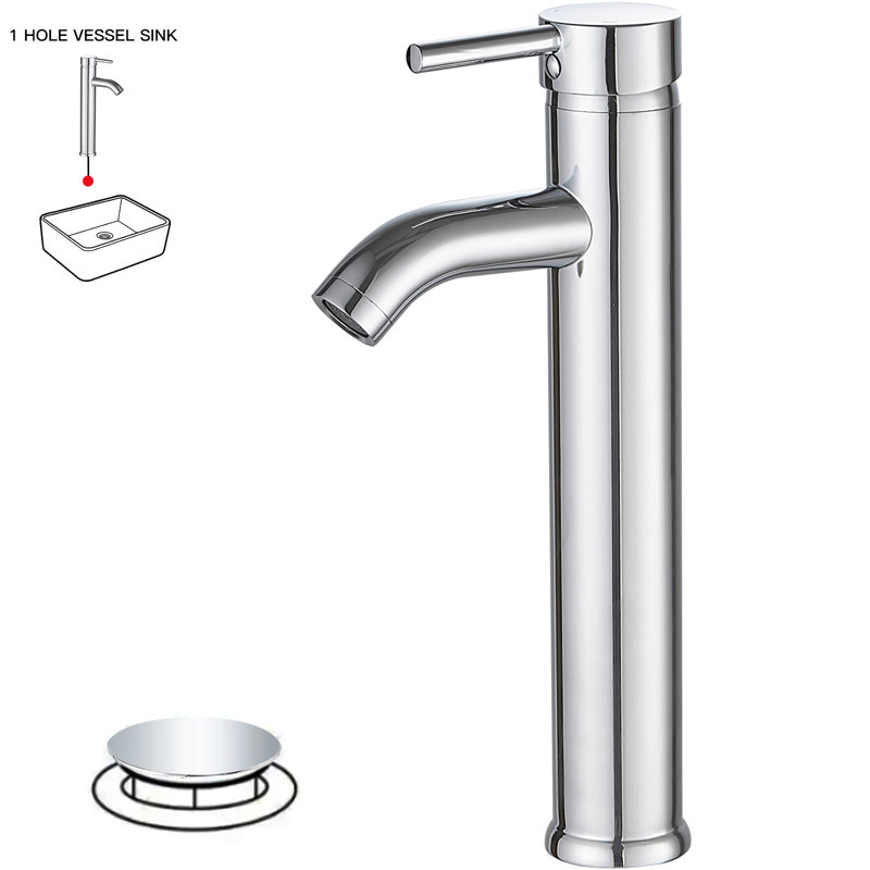 Robinet de salle de bain vasque avec ensemble de drain, Chrome poli