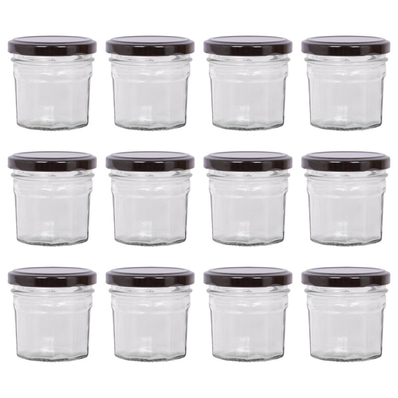 Argon Tableware  Glass Preserving Jars, 150ml, Black