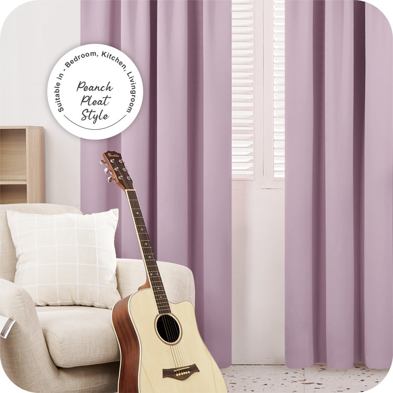 Raigo Blackout Curtain Pair, Light Pink, 42cm Width x 160cm Drop