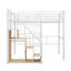 Lit simple en métal surélevé avec escalier de rangement et placard-341216842