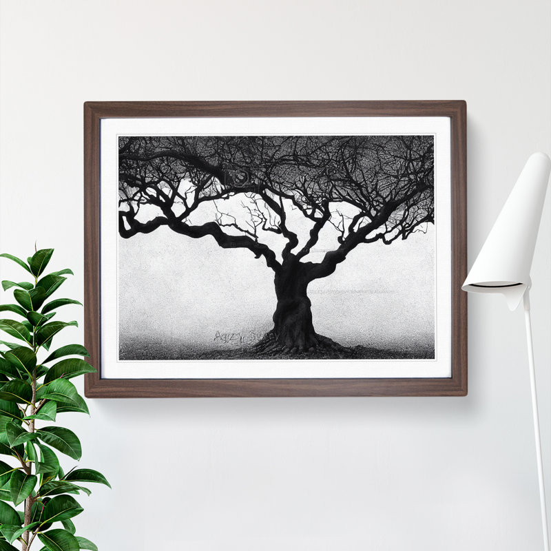 Shimmering Trees - Framed Print, 46cm H x 64cm W x 2cm D, Walnut