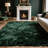 Stylish Fluffy Dark Green Plush Rug-1738868178