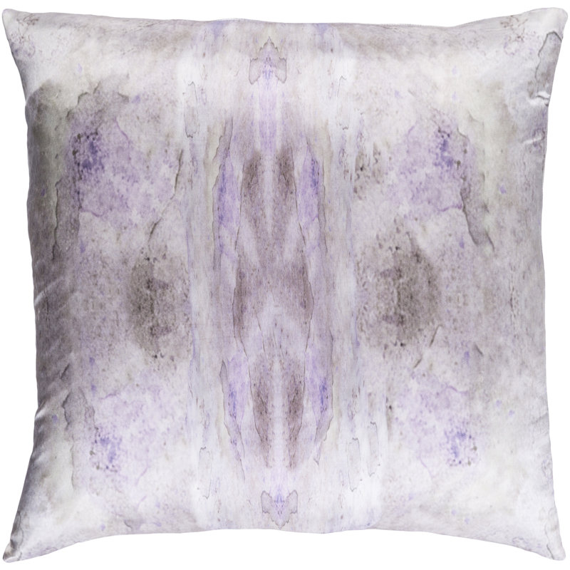 Kalos Silk Throw Pillow, Purple/Neutral, 20" H x 20" W x 5" D, Down/Feather