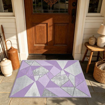 Tapis lavande pastel triangulaire pour le salon, doux et confortable, convient à toutes les saisons, facile à entretenir, tapis de sol intérieur lavable à la machine, sous la table de ferme convenant à la chambre à coucher, à la salle à manger, au bureau, au balcon, au patio