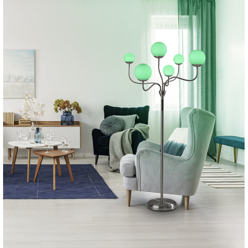 Phoebe 64'' Brushed Steel LED Tree Floor Lamp