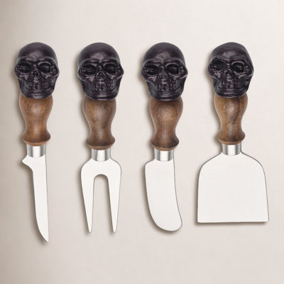 Oneida Skull 4-Piece Cheese Knife Set