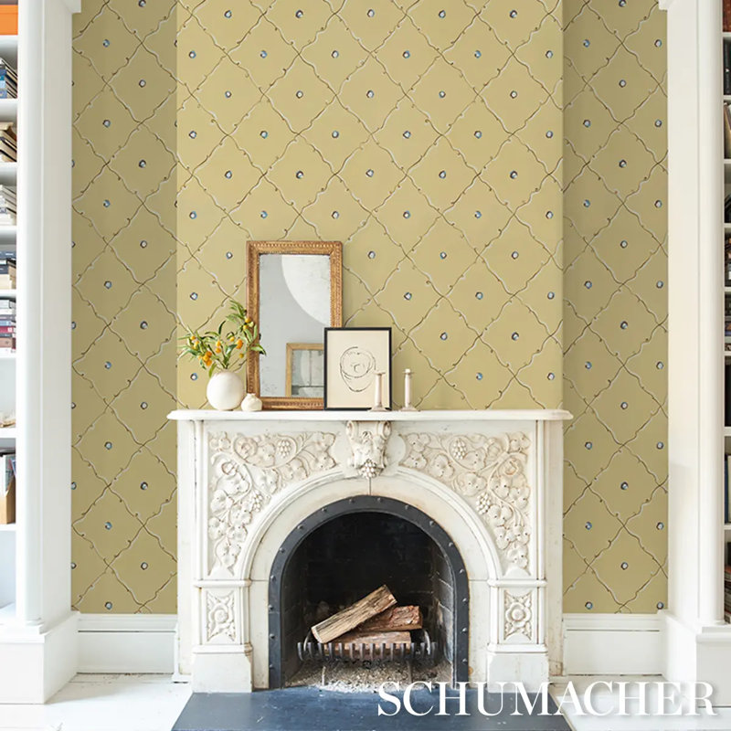 Schumacher X Backdrop Colette Wallpaper, Yellow