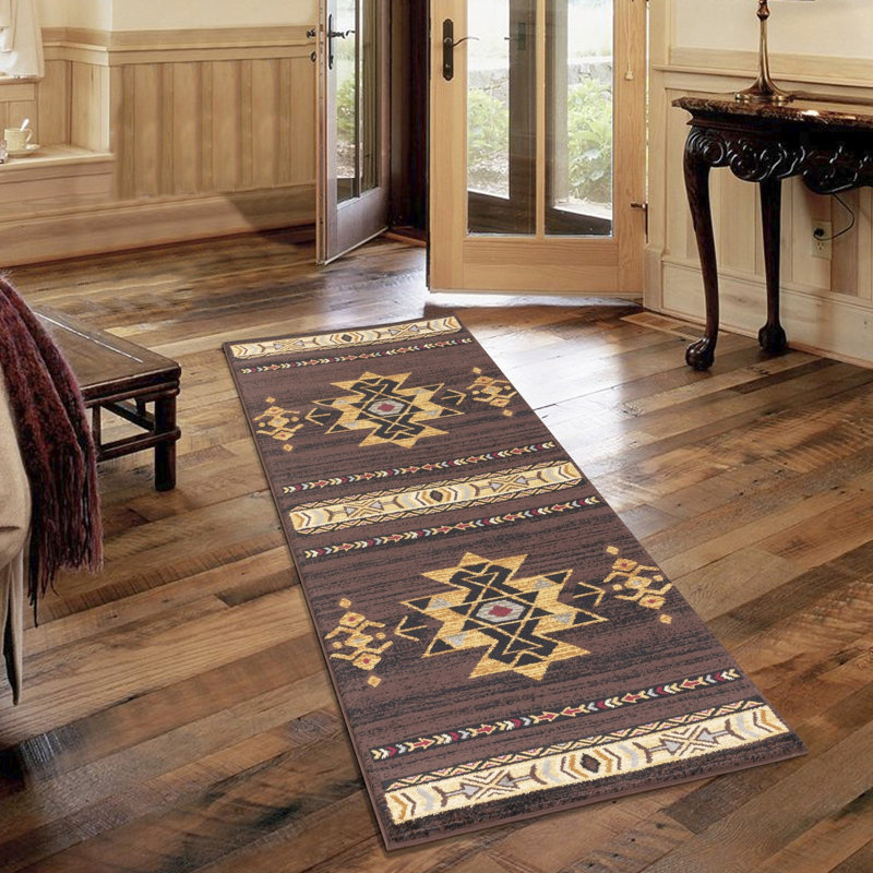 Area Rug In Brown, Tribes Gcyls4005, 2.58 Ft. X 7.25 Polypropylene With Jute Backing. And Stain . Suited For Active Households. & Pet . Soft Appealing. 0.39" Pile Height. Made Turkey Brown 2 7 In.