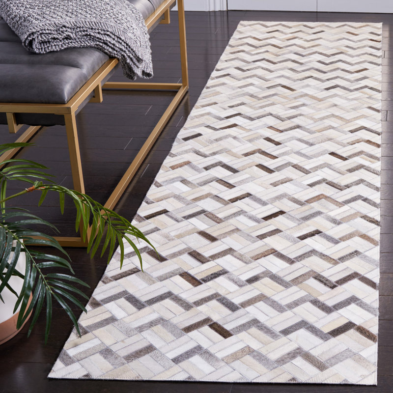 Tapis à chevrons en cuir Studio, Tapis de couloir 2 pi 3 po x 9 pi