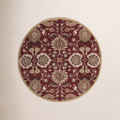 Arden Burgundy Hand-Tufted Wool Floral Rug