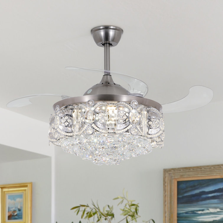 42" Ceiling Fan With Crystal Accents & Remote Control