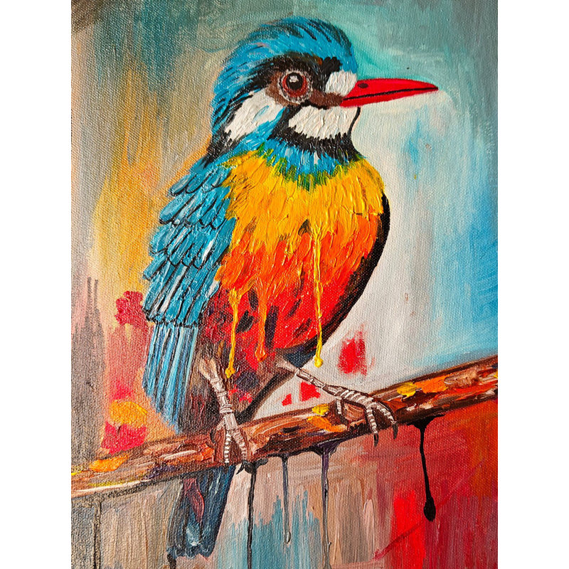 Un martin-pêcheur coloré | Huile sur toile | Par Meenu Kapoor