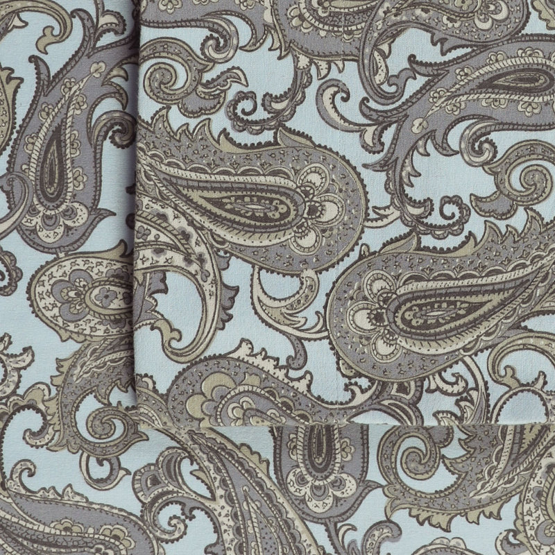 Flannel Paisley Sheet Set, Split King Sheet Set with 3 Additional Pieces, Blue/Purple Paisley