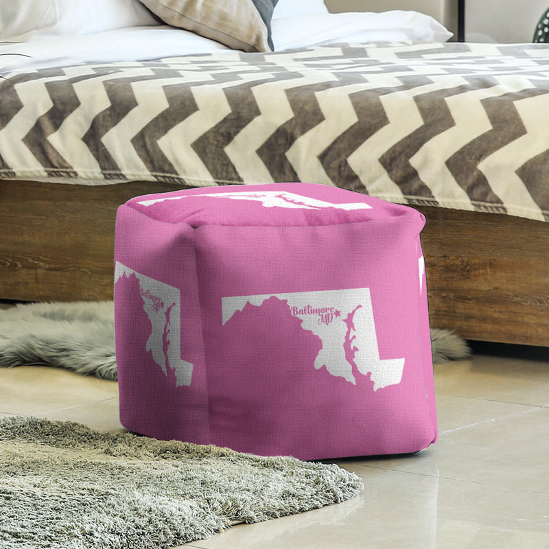 Upholstered Ottoman, Pink